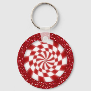 Weihnachts Roter Glitzer Peppermint Candy Schlüsse Schlüsselanhänger