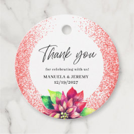 Weihnachts Roter Glitzer Poinsettia Vielen Dank fü Geschenkanhänger