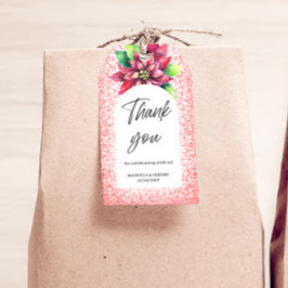 Weihnachts Roter Glitzer Poinsettia Vielen Dank fü Geschenkanhänger