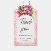 Weihnachts Roter Glitzer Poinsettia Vielen Dank fü Geschenkanhänger (Vorderseite)