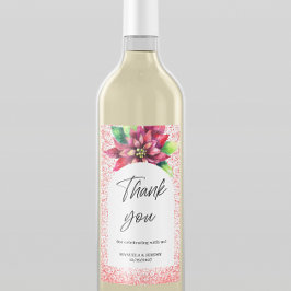 Weihnachts Roter Glitzer Poinsettia Vielen Dank fü Weinetikett