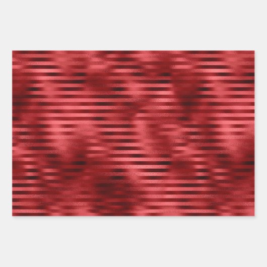 Weihnachts-Roter Glitzer Sparkle Streifen Geschenkpapier Set (Vorderseite 3)