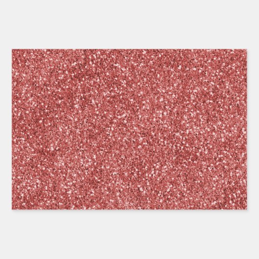 Weihnachts-Roter Glitzer Sparkle Streifen Geschenkpapier Set (Vorderseite 2)