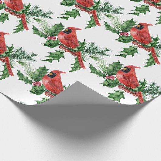 Weihnachts Roter Kardinal Birnen Pine Cones Brunch Geschenkpapier (Ecke)