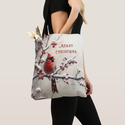 Weihnachts Roter Kardinal Holiday Tote Tasche (Von Nahem)