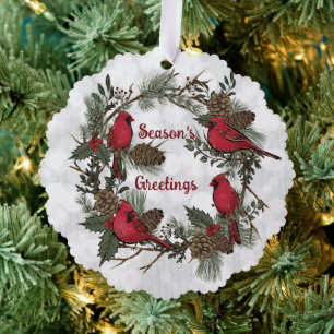Weihnachts Roter Kardinal Kiefernkiefern Knechtens Ornament Karte