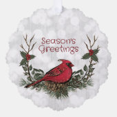 Weihnachts Roter Kardinal Kiefernkiefern Knechtens Ornament Karte (Vorderseite)