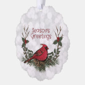Weihnachts Roter Kardinal Kiefernkiefern Knechtens Ornament Karte (Links)