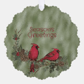Weihnachts Roter Kardinal Kiefernkiefern Knechtens Ornament Karte (Vorderseite)