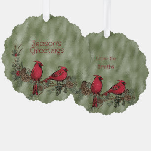 Weihnachts Roter Kardinal Kiefernkiefern Knechtens Ornament Karte