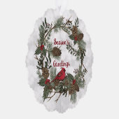 Weihnachts Roter Kardinal Kiefernkiefern Knechtens Ornament Karte (Rechts)