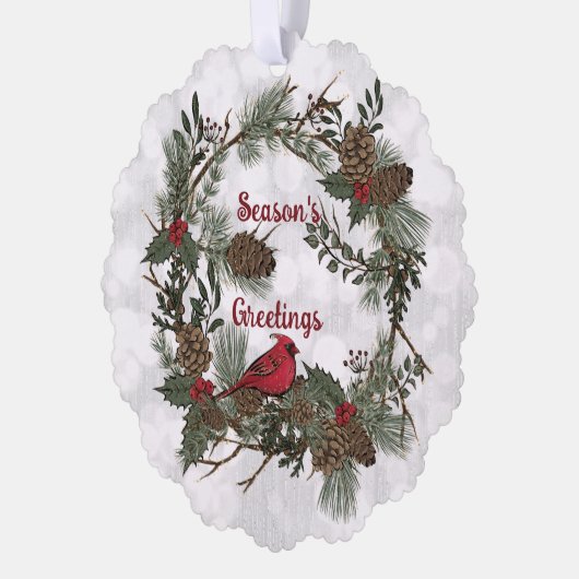 Weihnachts Roter Kardinal Kiefernkiefern Knechtens Ornament Karte (Links)