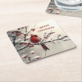 Weihnachts-Roter Kardinal-Papier-Untersetzer Rechteckiger Pappuntersetzer (angewinkelt)