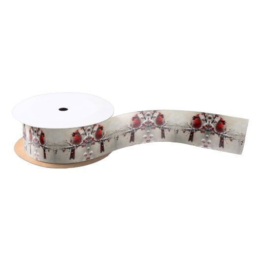 Weihnachts Roter Kardinal Satin Ribbon Satinband (Spule)