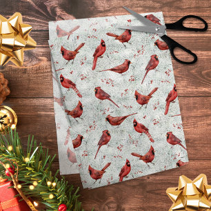 Weihnachts Roter Kardinal Schneedecke Muster Seidenpapier