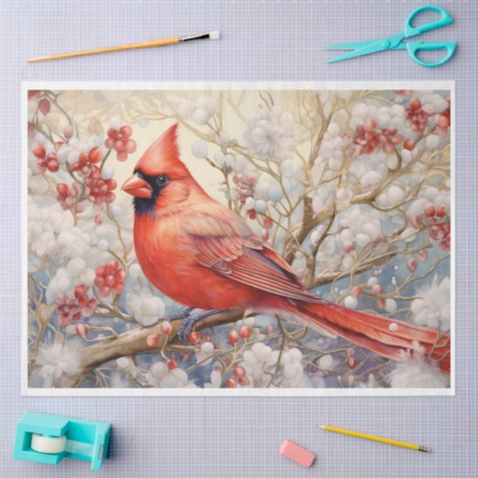 Weihnachts-Roter Kardinal Seidenpapier (Basteln)