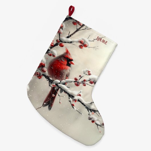 Weihnachts-Roter Kardinal Strumpf Großer Weihnachtsstrumpf (Vorderansicht (hängend))