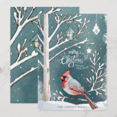 Weihnachts Roter Kardinal Winterlandschaft Feiertagskarte (Vorne/Hinten)