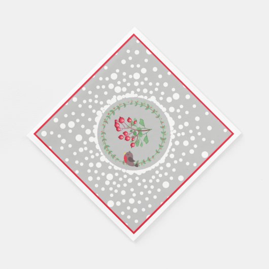 Weihnachts Roter Kranz mit Schnee Serviette (Ecke)