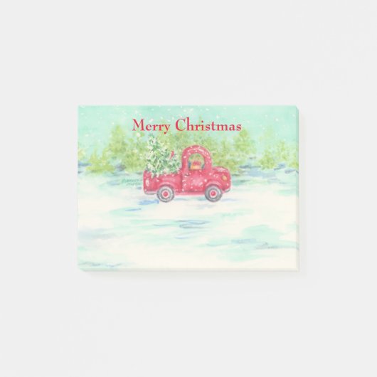 Weihnachts Roter Lieferwagen LKW Post-it Note Pad Klebezettel (Vorderseite)