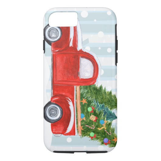 Weihnachts Roter Lieferwagen Truck auf der Schnees Case-Mate iPhone Hülle (Rückseite)