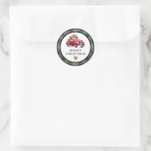 Weihnachts-Roter LKW Karierte Rücksendeadressen-Au Runder Aufkleber (Tasche)