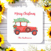Weihnachts-Roter LKW-Urlaub Abendessen Rechteckiger Pappuntersetzer
