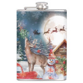 Weihnachts Roter LKW Weihnachtsfest Rustikale Wint Flachmann (Vorderseite)