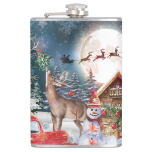 Weihnachts Roter LKW Weihnachtsfest Rustikale Wint Flachmann