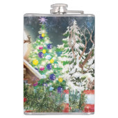 Weihnachts Roter LKW Weihnachtsfest Rustikale Wint Flachmann (Rückseite)