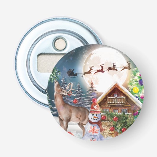 Weihnachts Roter LKW Weihnachtsfest Rustikale Wint Flaschenöffner (Vorderseite)