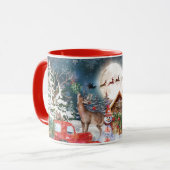 Weihnachts Roter LKW Weihnachtsfest Rustikale Wint Tasse (Vorderseite Links)