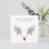 Weihnachts Roter Nasenrenner Rentiere Pine Berries (Stehend Vorderseite)