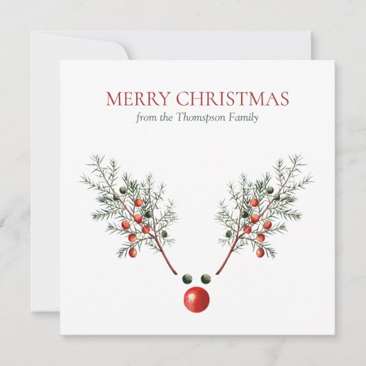 Weihnachts Roter Nasenrenner Rentiere Pine Berries (Vorderseite)