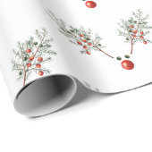 Weihnachts Roter Nasenrenner Rentiere Pine Berries Geschenkpapier (Rolleneckpunkt)