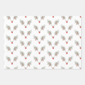 Weihnachts Roter Nasenrenner Rentiere Pine Berries Geschenkpapier Set (Vorderseite 3)