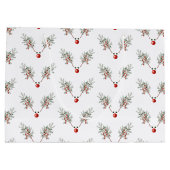 Weihnachts Roter Nasenrenner Rentiere Pine Berries Große Geschenktüte (Rückseite)