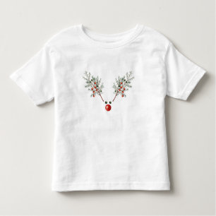 Weihnachts Roter Nasenrenner Rentiere Pine Berries Kleinkind T-shirt