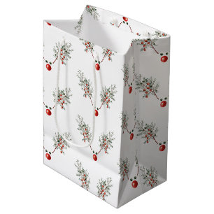 Weihnachts Roter Nasenrenner Rentiere Pine Berries Mittlere Geschenktüte