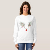 Weihnachts Roter Nasenrenner Rentiere Pine Berries Sweatshirt (Vorne ganz)