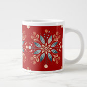 Weihnachts Roter Nordic Folk Snowflake Muster Jumbo-Tasse (Rechts)
