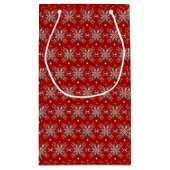 Weihnachts Roter Nordic Folk Snowflake Muster Kleine Geschenktüte (Rückseite)