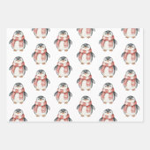 Weihnachts Roter Peppermint Snowman Snowflake Ping Geschenkpapier Set (Vorderseite 3)