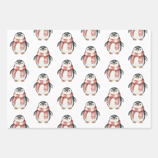 Weihnachts Roter Peppermint Snowman Snowflake Ping Geschenkpapier Set (Vorderseite 3)