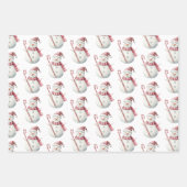 Weihnachts Roter Peppermint Snowman Snowflake Ping Geschenkpapier Set (Vorderseite)