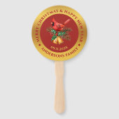 Weihnachts Roter Robin Ornament Gold und Rot Fächer (Rückseite)