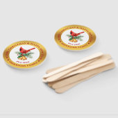 Weihnachts Roter Robin Ziergold und weiß Fächer (Non-assembled)