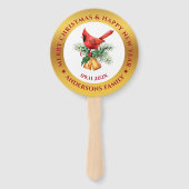 Weihnachts Roter Robin Ziergold und weiß Fächer (Vorderseite)