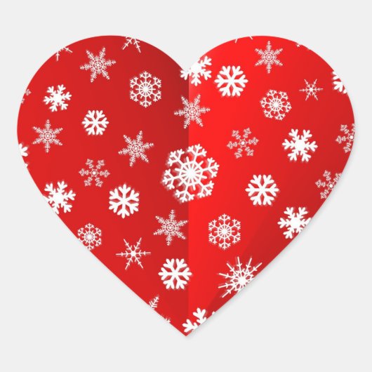 Weihnachts Roter Schneeflocken Herz-Aufkleber (Vorderseite)