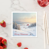 Weihnachts Roter Stall in Snowy Country Serviette (Beispiel)